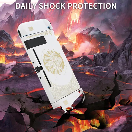 Vista 2 de HYPERCASE White of Zelda Switch OLED Dockable Case for Console & Joycon, Anti-Scratch Switch OLED Protective Cover Skin with Screen Protector & 2