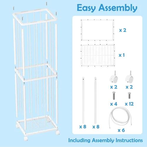 Vista 6 de Fixwal Tubo de metal para almacenamiento de animales de peluche, extra grande, organizador de juguetes para niños, con banda elástica y red
