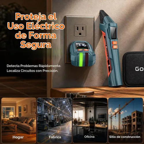Vista 7 de Goldeep Circuit Breaker Finder, GFCI Outlet Tester with Digital LCD Display Vitality Orange