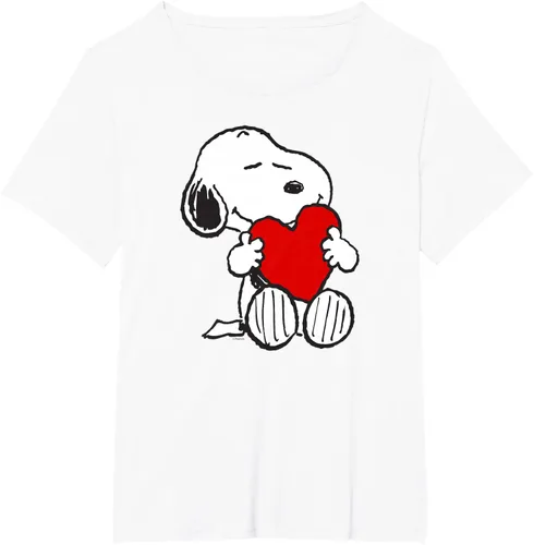 Vista 49 de Peanuts Camiseta de San Valentín Snoopy Hugging Heart, Negro