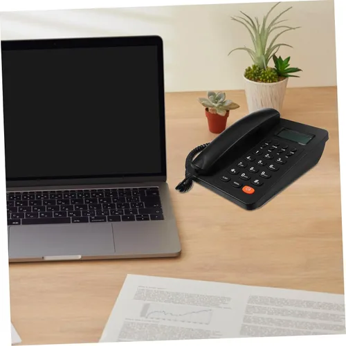 Vista 5 de Teléfono de escritorio Teléfono de oficina Botón fácil de usar Teléfono con cable reutilizable para una comunicación eficiente