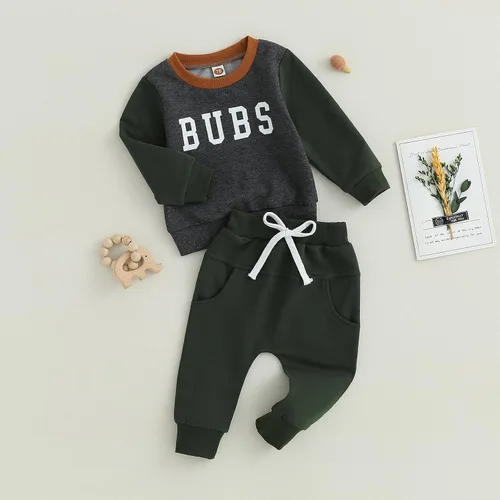 Vista 2 de Meiweileya Conjunto de ropa de 2 piezas para bebés y niños pequeños para otoño e invierno