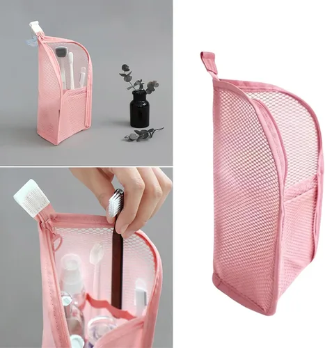 Vista 5 de Portable Makeup Brush Holder & Travel Case, Vertical Cosmetic Brush Organizer with 4 Color Choices, Multifunctional Storage &