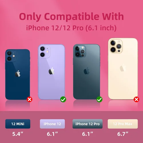 Vista 3 de Funda de silicona líquida compatible con iPhone 12/12 Pro, color rosa intenso [Protección contra caídas]