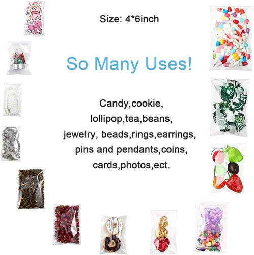 Vista 6 de Geyoga 480 bolsas de celofán resellables transparentes autoadhesivas para galletas de celofán para embalaje de galletas, regalos, regalos
