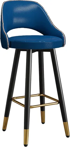Vista 8 de LAJUU Taburetes de bar, silla alta giratoria, respaldo curvado de cuero, taburete de recepción con reposapiés de metal y patas de latón/naranja/25.6