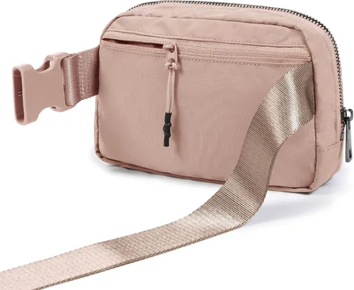 Vista 4 de ODODOS Minicangurera unisex con correa ajustable para entrenamiento, correr, viajar, senderismo, Rosa brumosa