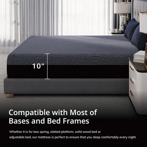 Vista 7 de EGOHOME - Colchón de espuma viscoelástica individual de 10 pulgadas para dolor de espalda, cama de gel de cobre refrescante en una caja, espuma