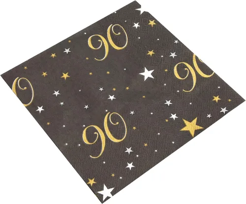 Vista 7 de Sparkle and Bash Servilletas de cumpleaños 90 – Servilletas absorbentes de 2 capas para fiesta de cumpleaños 90 – Elegantes productos de papel