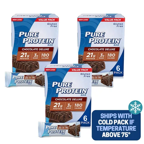 Vista 9 de Barras de proteína pura, chispas de chocolate masticable, chocolate de lujo, mantequilla de maní y chocolate, caja de 6-3 cajas, 1 caja de cada sabor