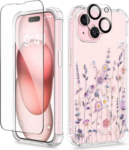 Vista 116 de GVIEWIN - Funda para iPhone 11 con protector de pantalla + protector de lente de cámara, cubierta protectora transparente suave de poliuretano
