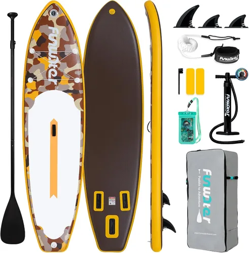 Vista 13 de FunWater Inflatable Stand Up Paddle Board with Premium SUP Paddleboard Accessories, Anti-Slip EVA Deck, 11'6''/11'/10'6'' Paddle Boards for Adults &
