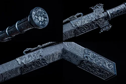 Vista 8 de LOONGSWORD Espada Han china forjada a mano con patrón azul – Acero de alto manganeso y mango de aleación de PC‑ABS, 40.6 pulgadas Espada