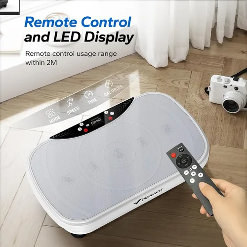 Vista 5 de MERACH Vibration Plate Exercise Machine, Vibration Plate for Lymphatic Drainage Weight Loss, Vibrating Plate Exercise Machine with Bluetooth and LED