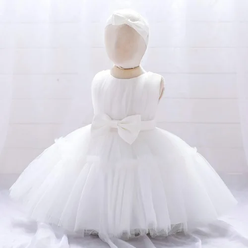 Vista 4 de 3M-9T Vestido de flores para niñas de bebé, bordado Paqeant, vestidos de encaje de boda