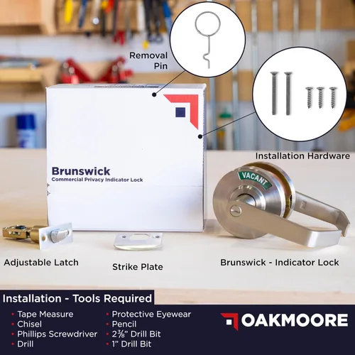 Vista 3 de Manija de puerta comercial OAKMOORE Cerradura para baño vacante, ocupado y comercial para baño público y edificios industriales