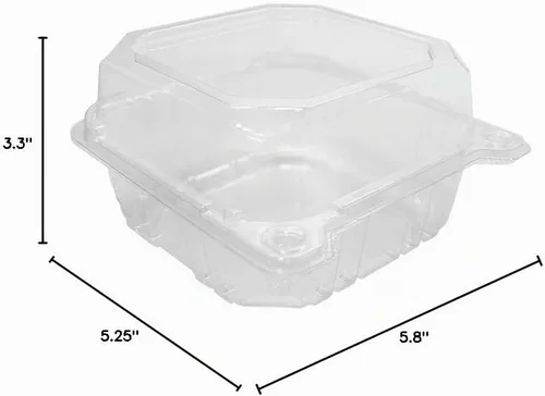 Vista 3 de Karat 14.7cm Contenedores de alimentos con tapa y bisagras de plástico transparente - Cajas duraderas, apilables, resistentes a las grietas