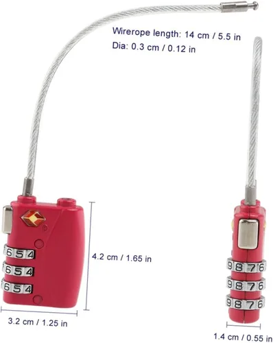 Vista 2 de Cerradura de combinación de cerraduras aprobadas por la TSA para combinación de equipaje, candado, cable de bloqueo de equipaje