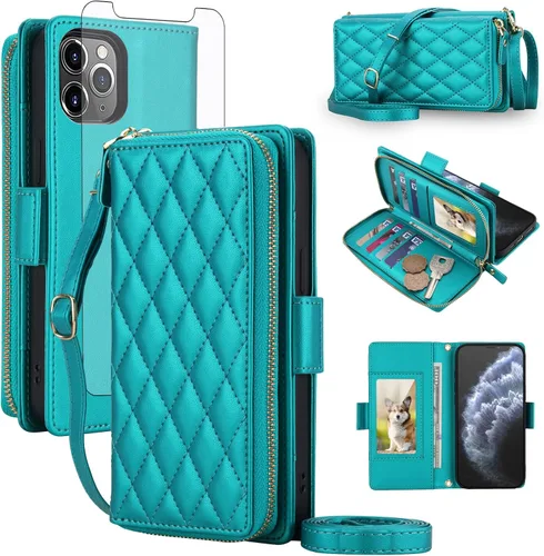 Vista 37 de Asuwish Funda compatible con iPhone 6/6s/7/8/SE 2020 2022 con cremallera y bloqueo RFID, protector de pantalla, correa cruzada i6 i7 i8 7s 8s SE2020