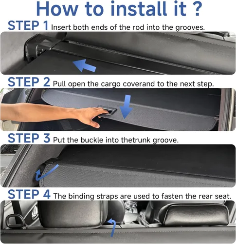 Vista 8 de FARBIN Cubierta de carga para maletero para Toyota Highlander 2015 2016 2017 2018 2019 2020 2021, cubierta retráctil para maletero impermeable