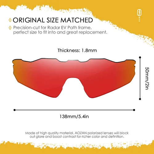 Vista 2 de AOZAN ANSI Z871 - Lentes de repuesto compatibles con gafas de sol Oakley Radar EV Path OO9208