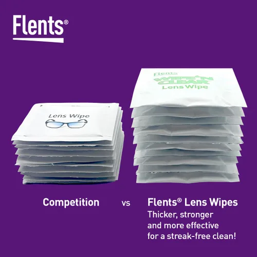 Vista 8 de Flents Wipe 'N Clear Toallitas de limpieza biodegradables para lentes de 75 unidades, toallitas limpiadoras de lentes envueltas individualmente