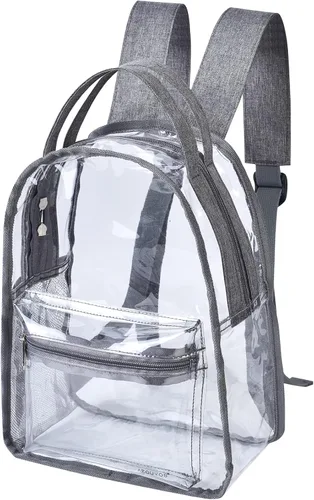 Vista 7 de Mini mochila transparente mochilas pequeñas transparentes para niños mochila transparente para la escuela deportes estadio viajes de seguridad gris