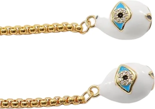 Vista 2 de Loom&Pearl Gafas de sol con patillas de cadena, colgantes de piedra únicos, lentes de cadena con agarre antideslizante en las orejas Pince-nez