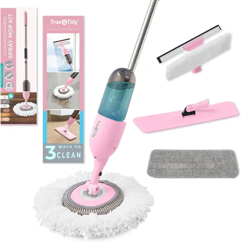 Vista 10 de True & Tidy® 2 piezas de repuesto de almohadilla de fregona de microfibra para rociador SPRAY-250 multisuperficie con botella de agua recargable