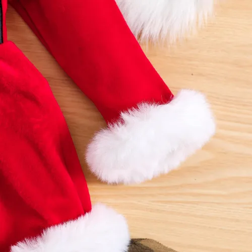 Vista 5 de KnniMorning TEES Vestido de Navidad rojo para niña pequeña, vestido de terciopelo de manga larga, vestido de Papá Noel, vestidos de invierno