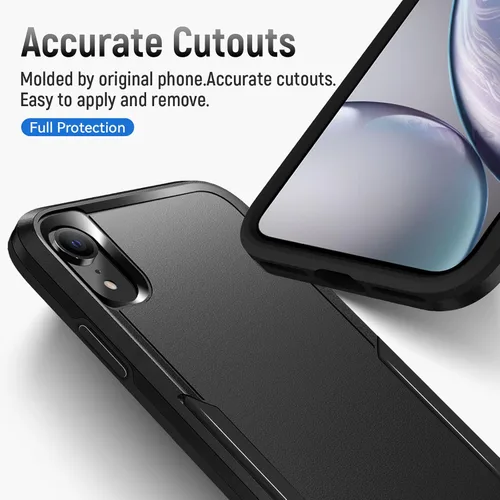 Vista 5 de Funda para iPhone XR con protección de pantalla: resistente a prueba de golpes y arañazos Funda para iPhone XR-Negro