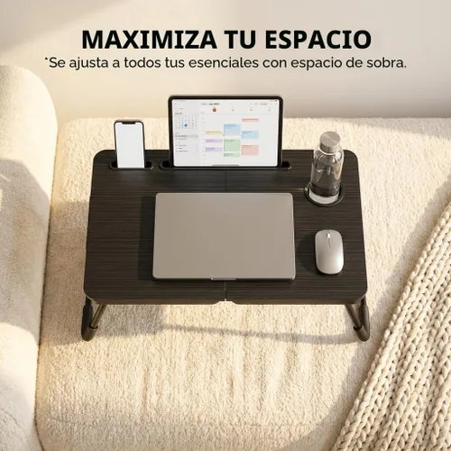 Vista 3 de BUYIFY Mesa de cama plegable de 23.4 pulgadas con bandeja portavasos
