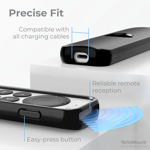 Vista 4 de ReliaMount Funda para controles remotos Apple TV, protección contra caídas de alta calidad y cómoda de sostener, diseñada en Estados Unidos