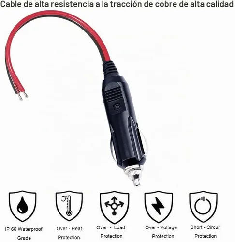 Vista 3 de SPARKING Enchufe Macho de Encendedor de Cigarrillos de Repuesto de 12V con Cable - Adaptador de Corriente para Automóvil de 24V Accesorios para Auto