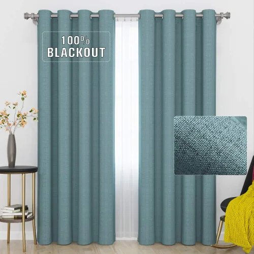 Vista 23 de Cortinas opacas con aspecto de lino de 84 pulgadas de largo, 100% absolutamente opacas, con aislamiento térmico, ahorro de energía, con textura, 2