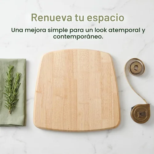 Vista 6 de Veemoon Reemplazo de asiento de silla de madera, accesorios cuadrados de madera maciza para sillas de comedor, taburete cuadrado de madera