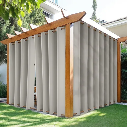 Vista 13 de HDCAXKJ Cortinas impermeables para exteriores para patio con cremallera superior e inferior, cortinas térmicas de privacidad con ojales, 2 paneles