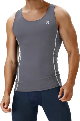 Vista 2 de Runhit 3 Pack Men's Compression Tank Tops Sleeveless Compression Shirts for Men