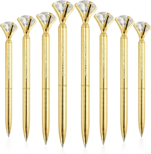 Vista 16 de Personalizado 20 Piezas Big Diamond Pen Rhinestones Crystal Metal Bolígrafo Promocional Tinta Negra