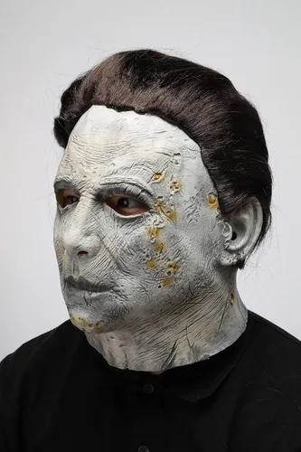 Vista 5 de Máscara de Halloween Michael Myers máscara facial aterradora de terror máscara espeluznante de cabeza completa disfraz de látex para adultos