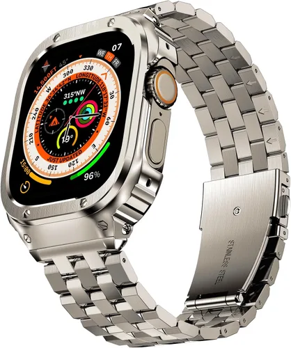 Vista 16 de SUPLINK Estuche de acero inoxidable y correa compatible con Apple Watch de 41 mm, 40 mm, 38 mm, protector de goma resistente para iWatch Apple Watch