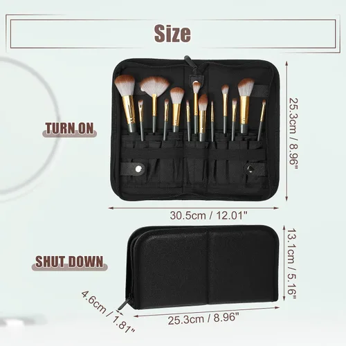 Vista 5 de VOCOSTE Soporte plegable para brochas de maquillaje, 23 bolsillos, organizador de brochas de maquillaje, bolsa de viaje para brochas de maquillaje