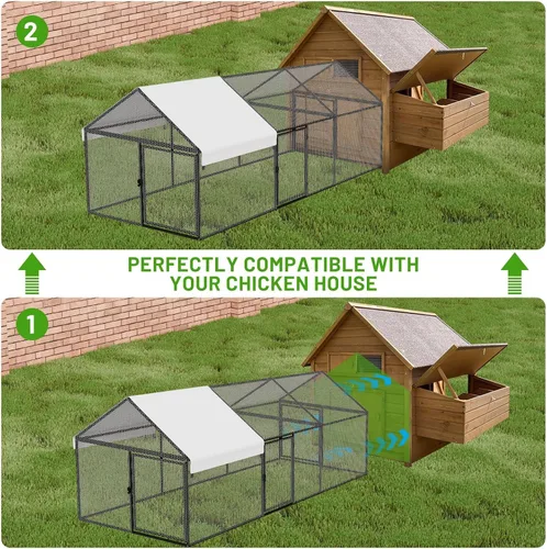Vista 4 de NUGRIART Gallinero de metal con cubierta impermeable, jaula portátil de 118 x 40 x 40 pulgadas, para gallineros y gallineros para pollos, patos