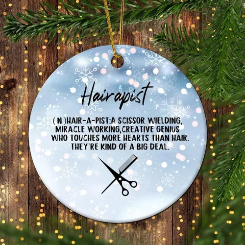 Vista 16 de Hairapist - Adornos de Navidad 2023 Definición de hairapista, decoraciones navideñas para árbol Descripción de la palabra Adornos únicos colgantes