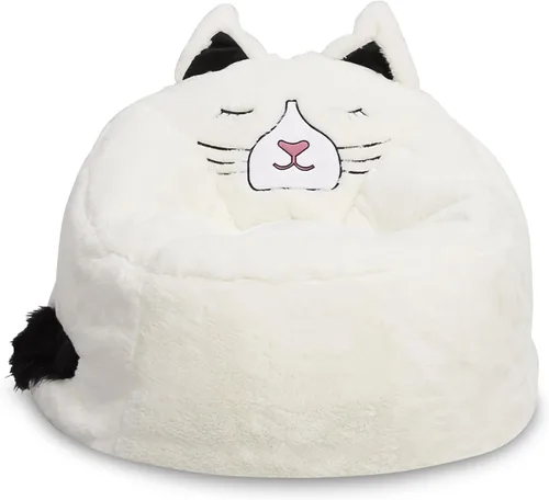Vista 3 de Posh Creations Lindo puf suave y cómodo para niños, grande, animal - gato marfil
