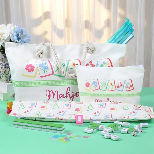 Vista 5 de Ceenna American Mahjong Set Completo 160 Piezas, Espalda Verde