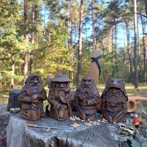 Vista 6 de Estatuas de dioses nórdicos – Estatua de Odin Thor Tyr Ulfhednar, figuras de mitología vikinga nórdica, adornos paganos nórdicos para decoración