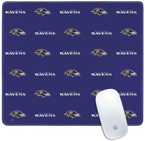 Vista 7 de Skinit Alfombrilla de mouse pequeña para juegos, diseño desgastado con licencia oficial de Baltimore Ravens con bordes cosidos, impermeable, base