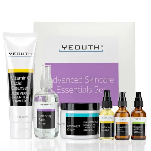 Vista 10 de YEOUTH Set de cuidado de la piel: suero de ácido hialurónico con vitamina C, tónico facial, hidratante facial, kit de cuidado de la piel