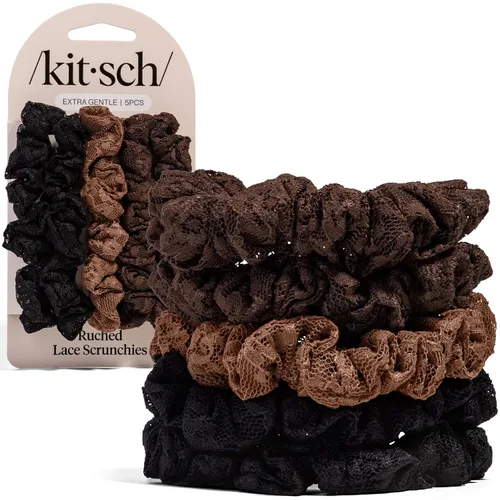 Vista 11 de Kitsch - Coleteros de satén para mujer, bandas para el cabello sin daños, cameo, 5 piezas Wake Up Frizz-Free, No Crease Hair Ties, Softer Than